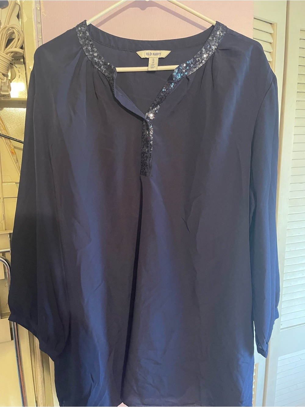 Old Navy Navy Blue Sequin-Trim Tunic Top - Picture 5 of 5